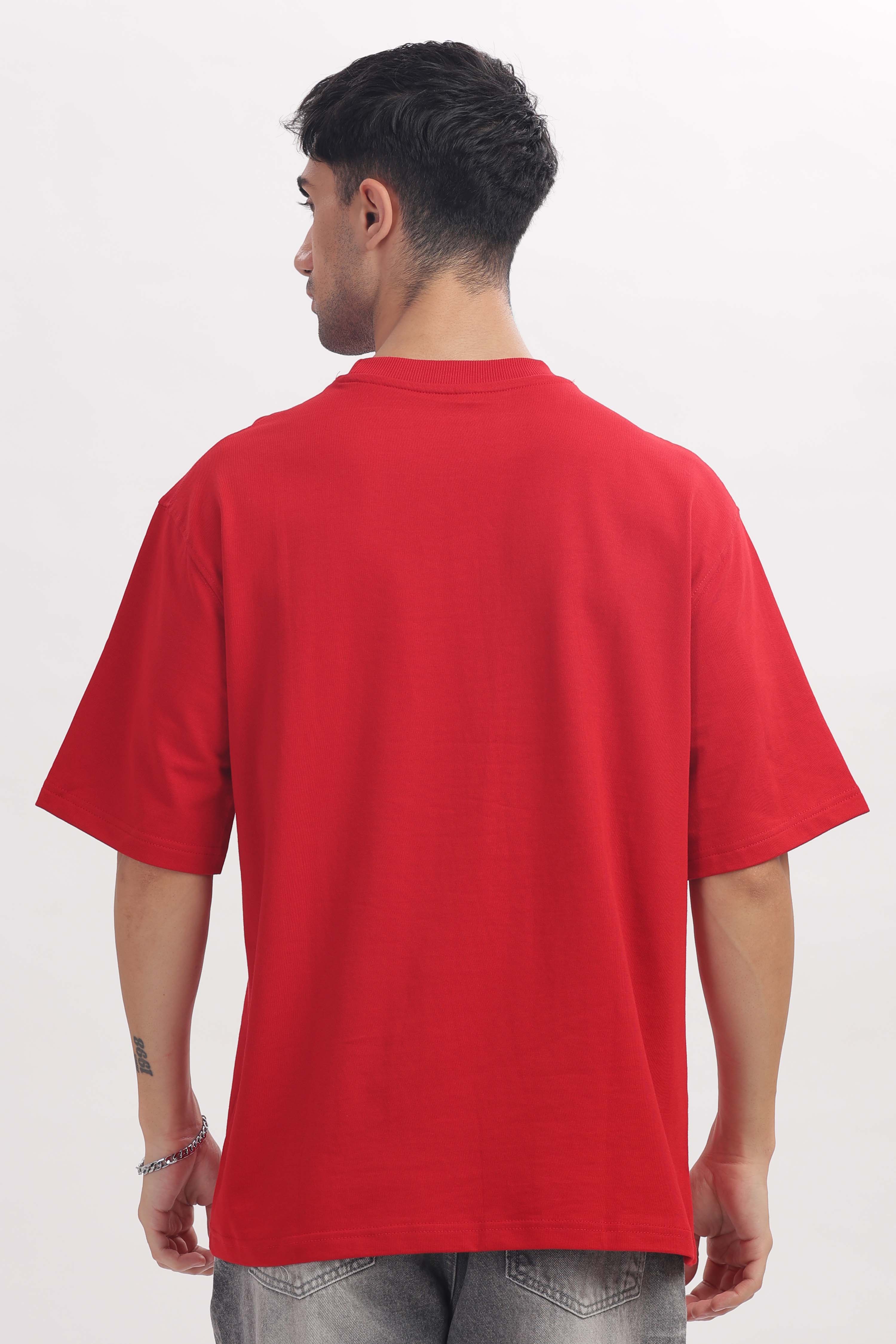 240 gsm red French terry oversized tshirt (unisex)
