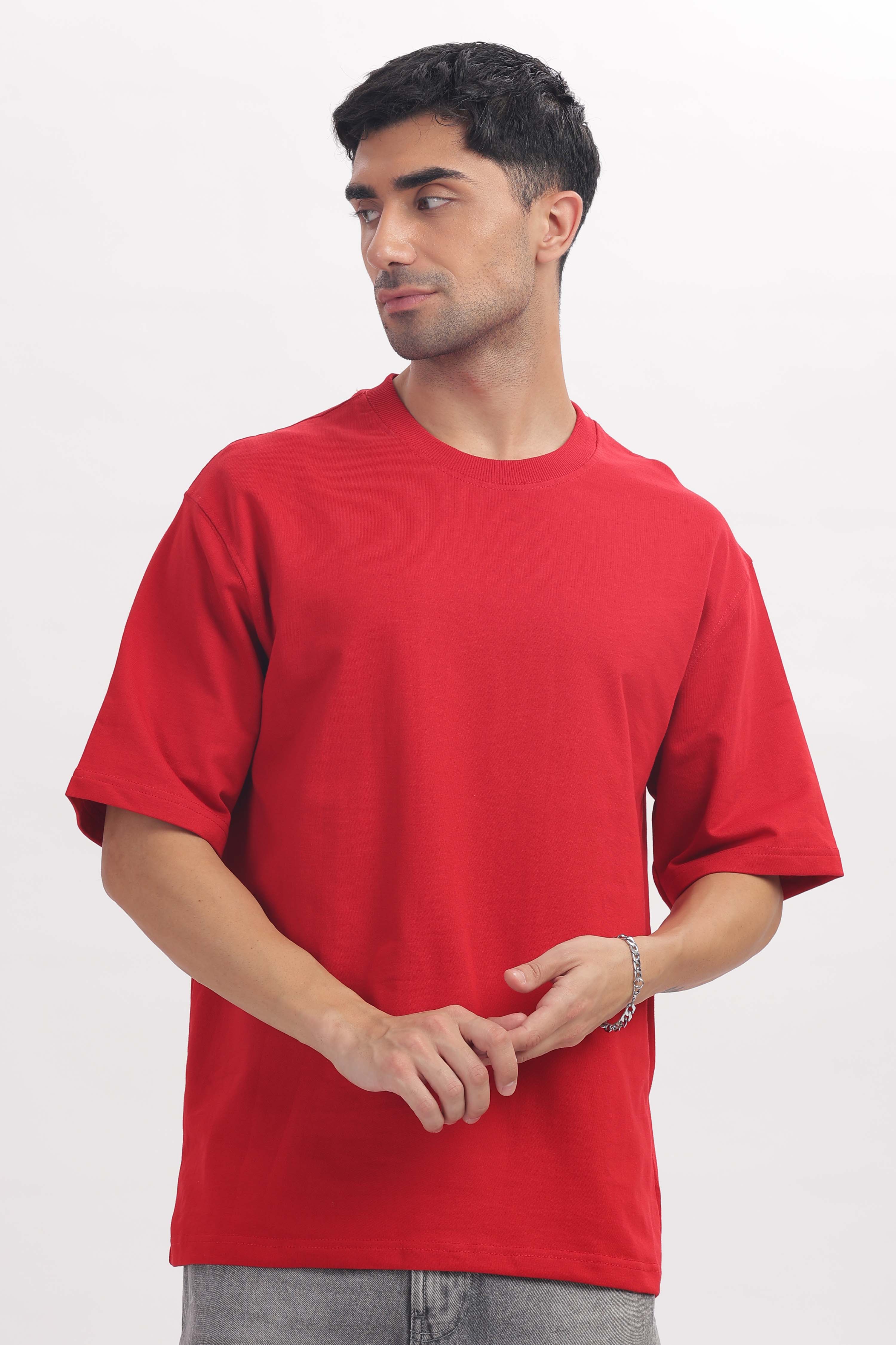 240 gsm red French terry oversized tshirt (unisex)