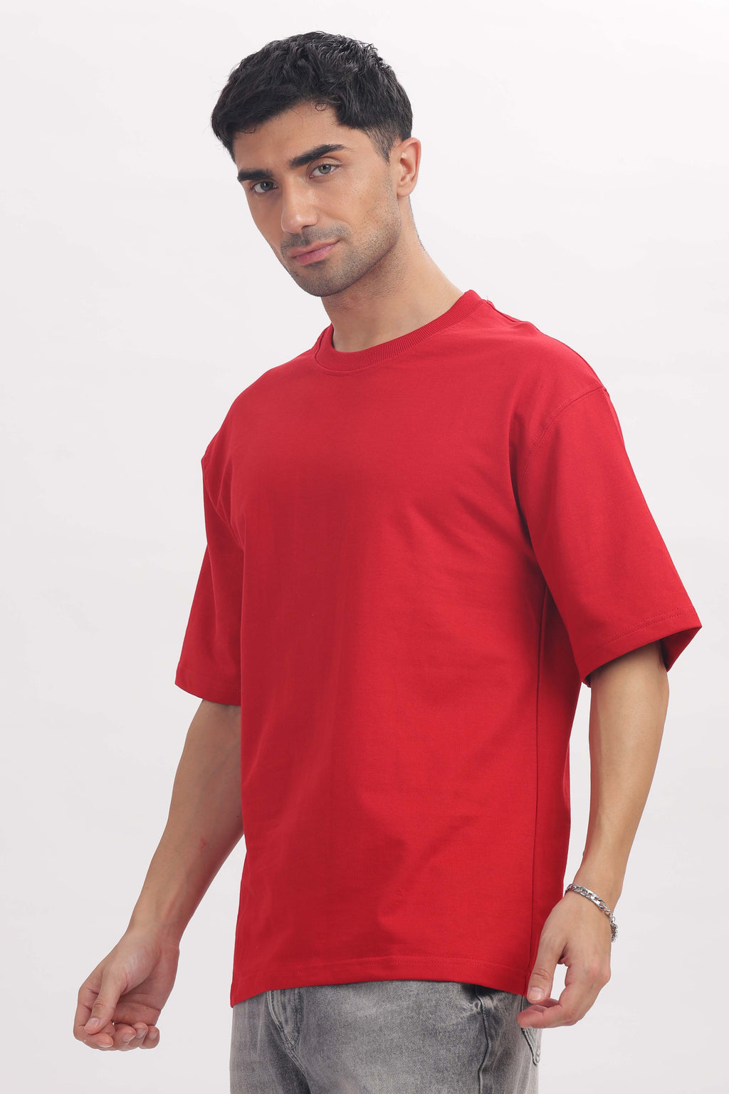 240 gsm red French terry oversized tshirt (unisex)