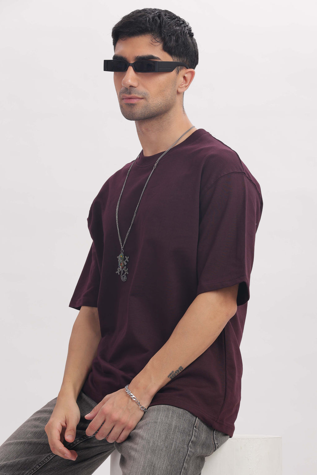 240 GSM  grape wine French terry  oversized tshirt (unisex)