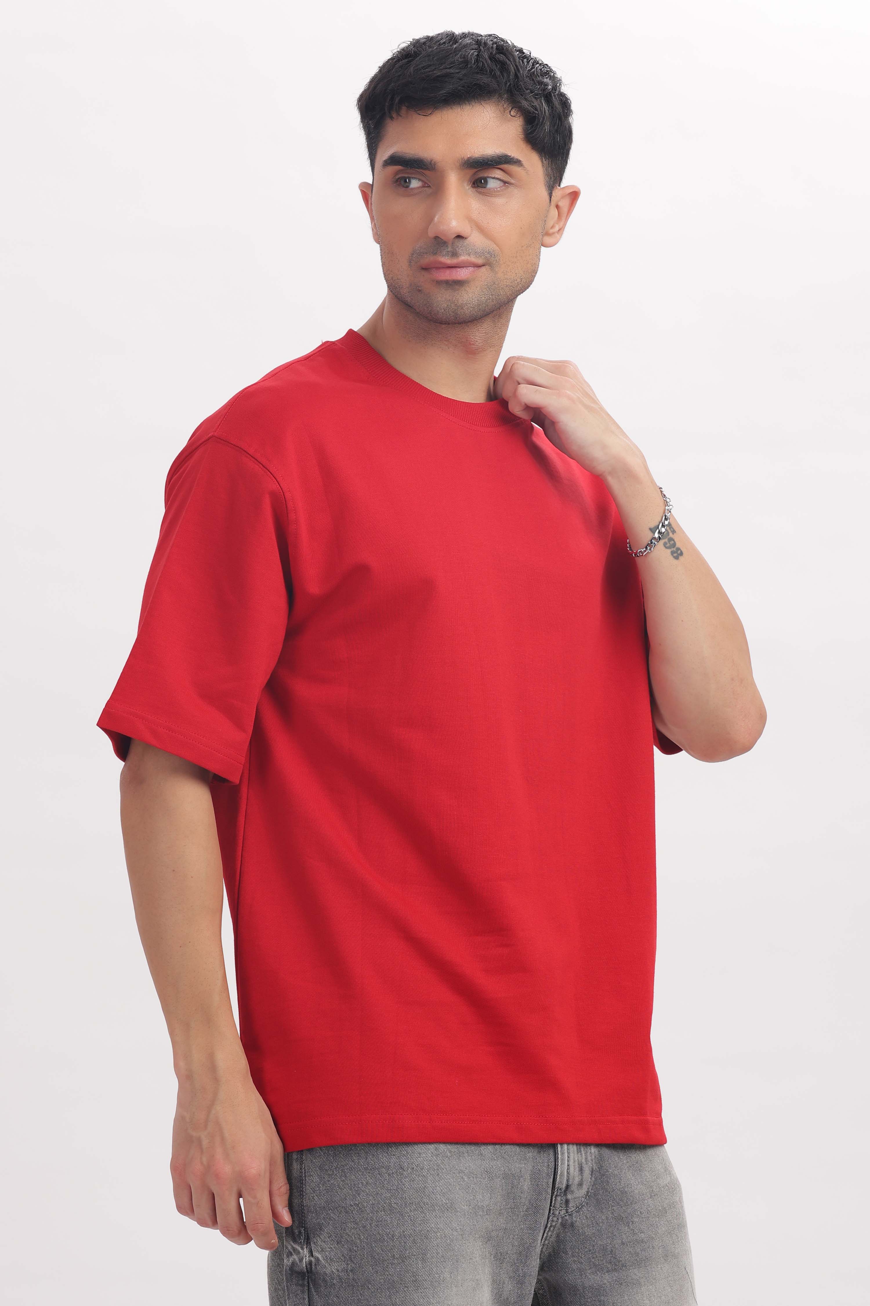 240 gsm red French terry oversized tshirt (unisex)
