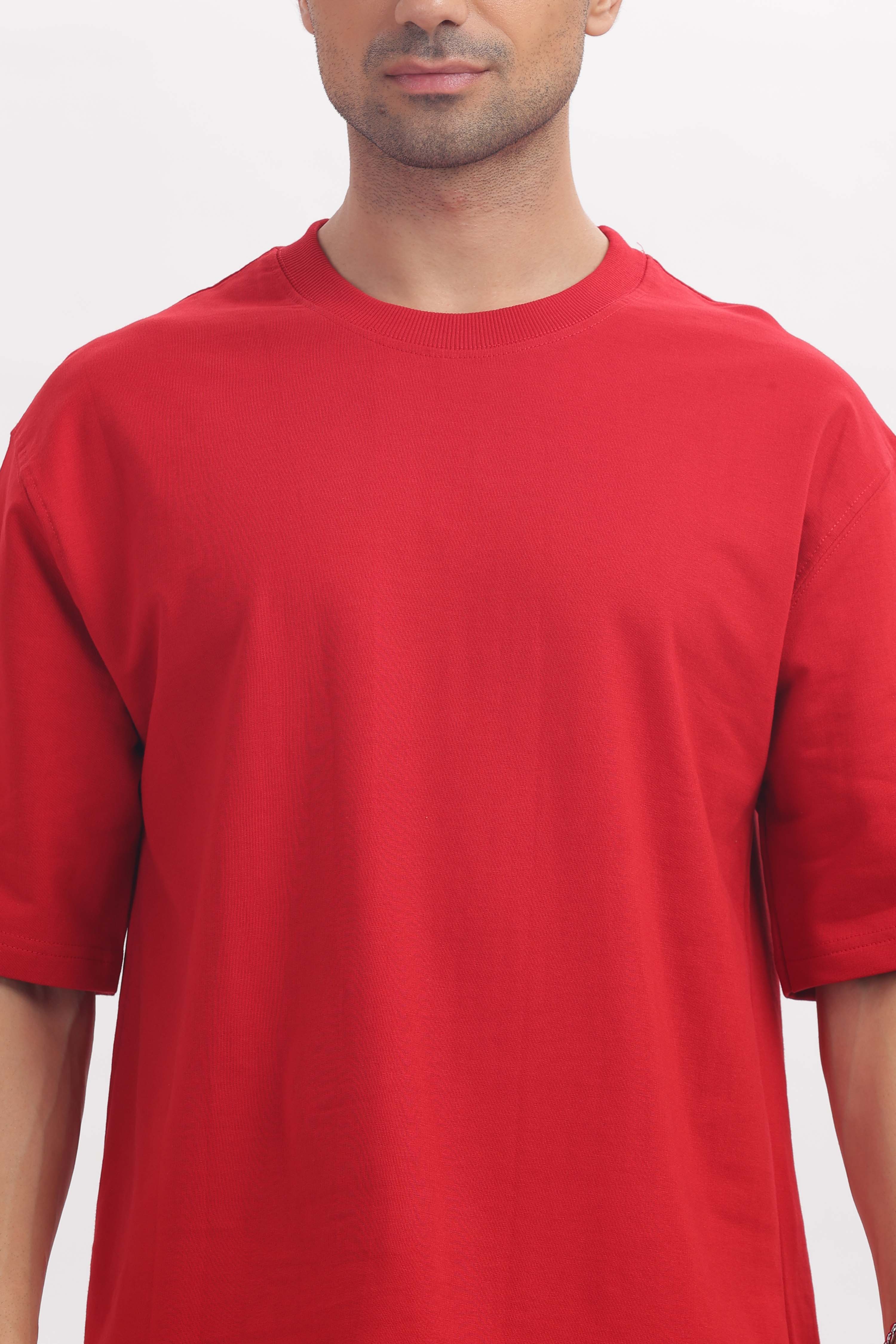 240 gsm red French terry oversized tshirt (unisex)