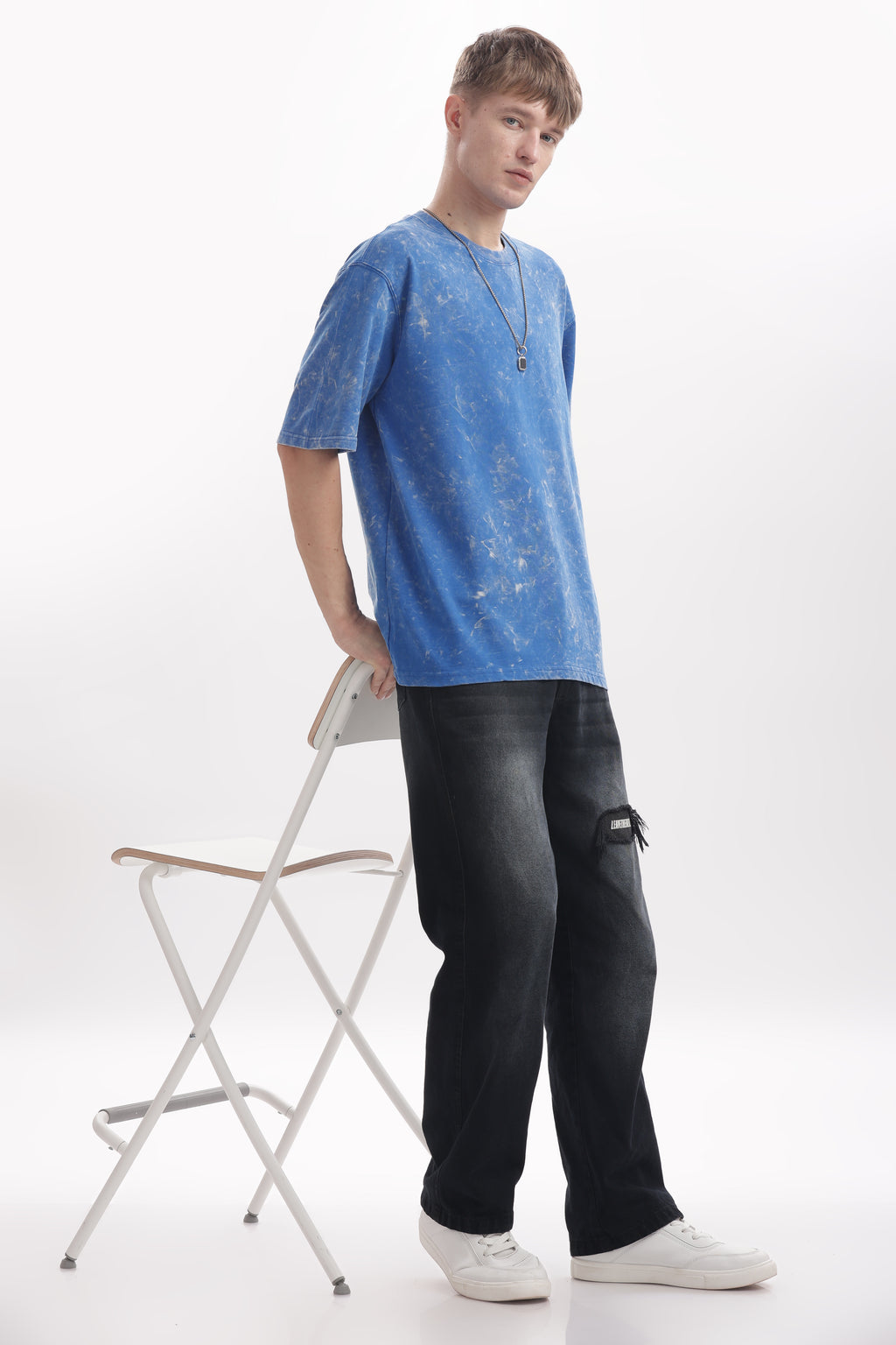 Royal Blue Acid washed oversized t-shirt