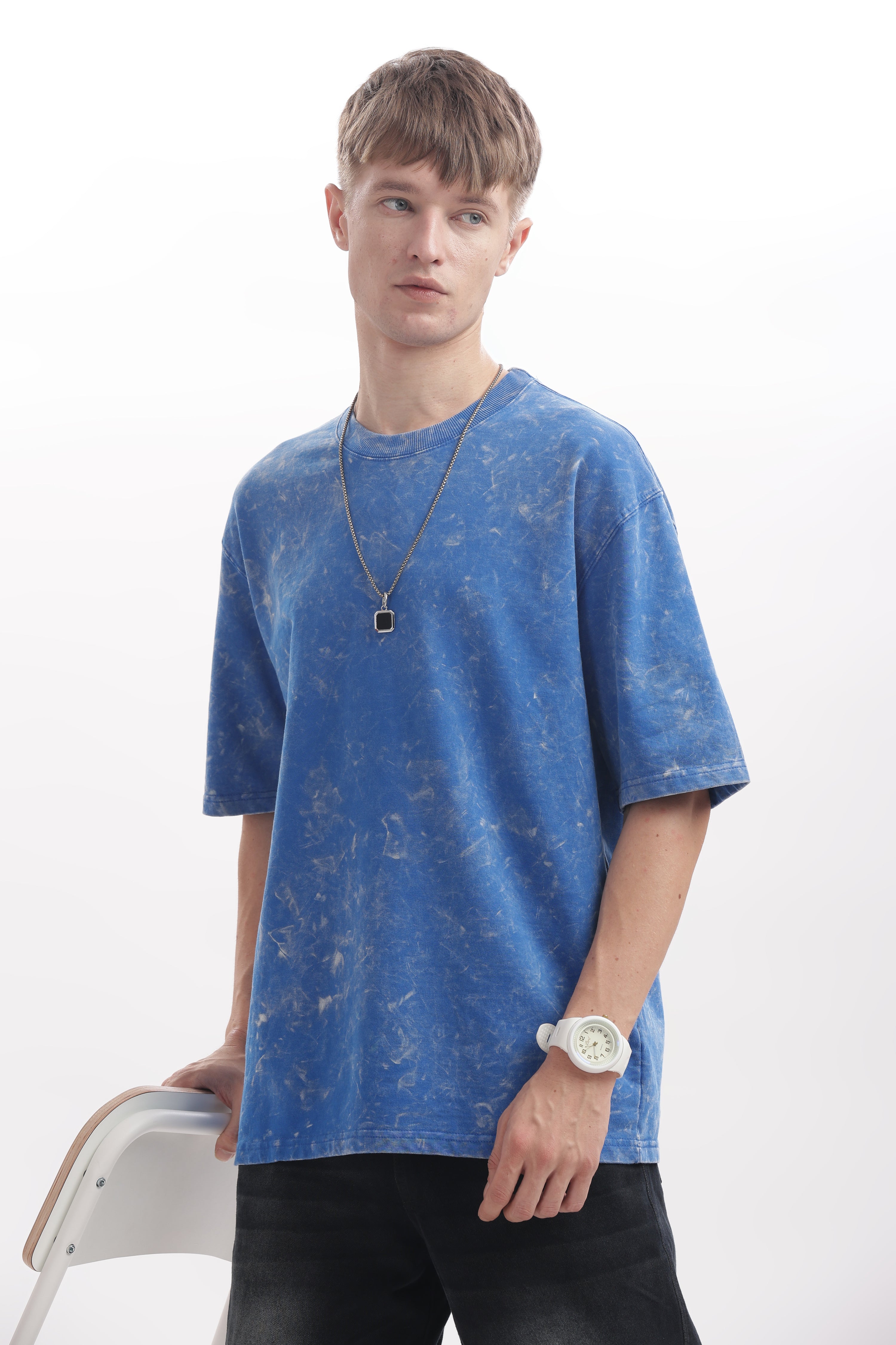 Royal Blue Acid washed oversized t-shirt