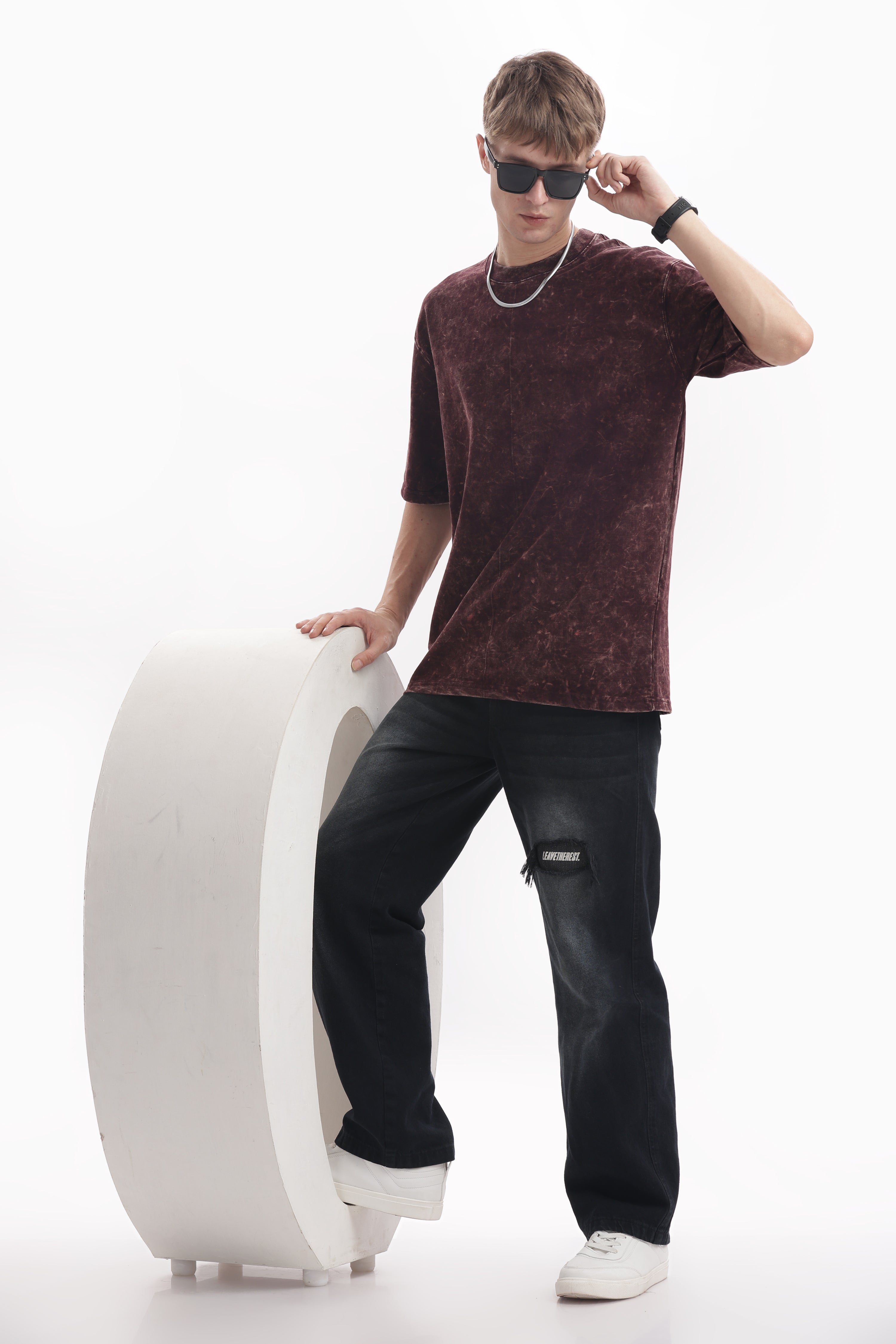 Grape wine Acid washed oversized t-shirt