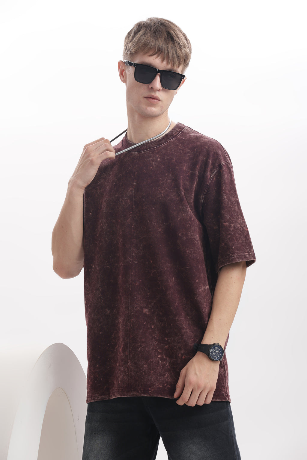 Grape wine Acid washed oversized t-shirt