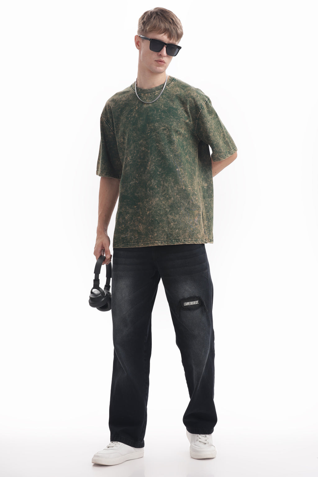 Green Acid washed oversized t-shirt
