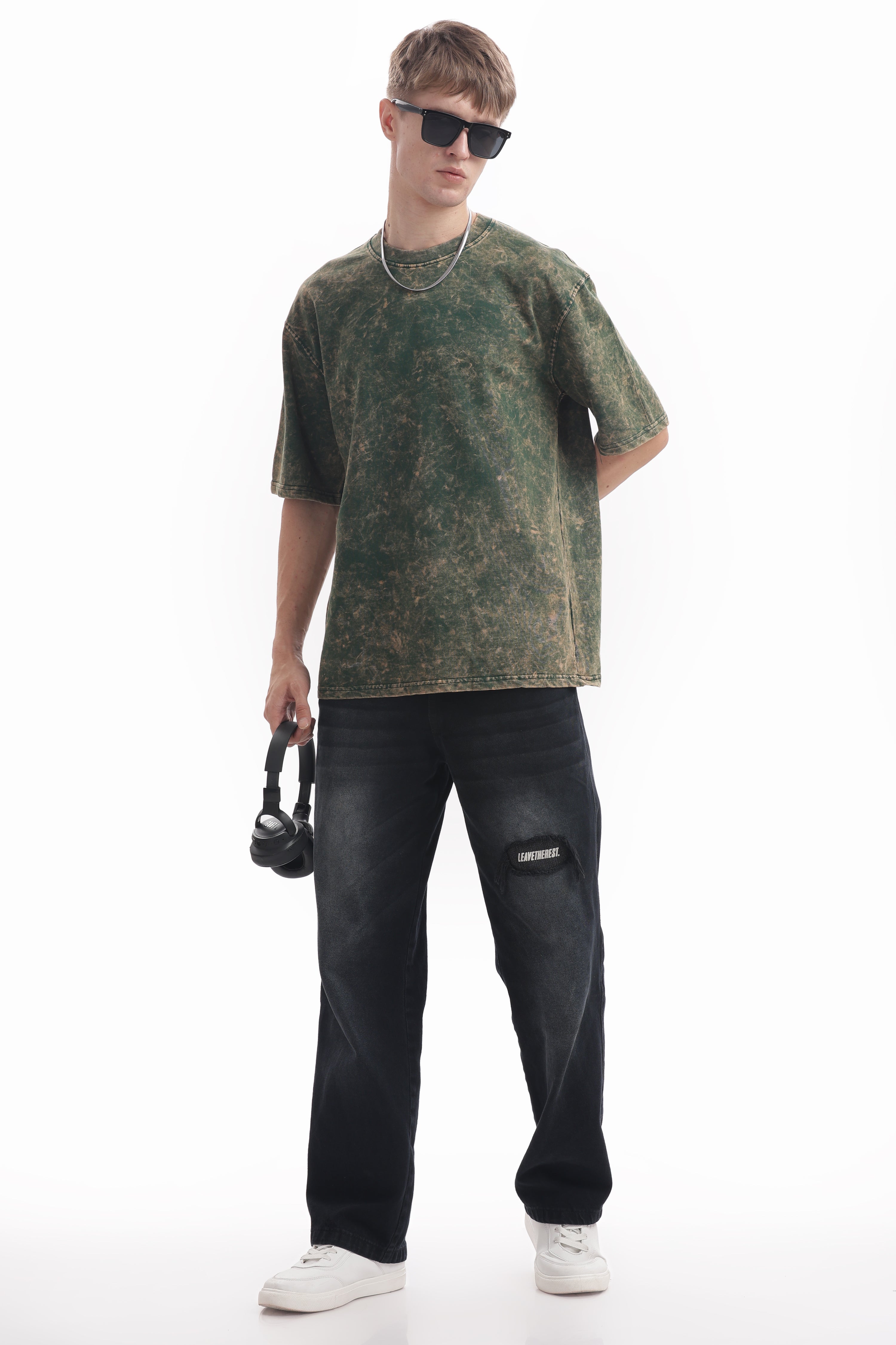 Green Acid washed oversized t-shirt