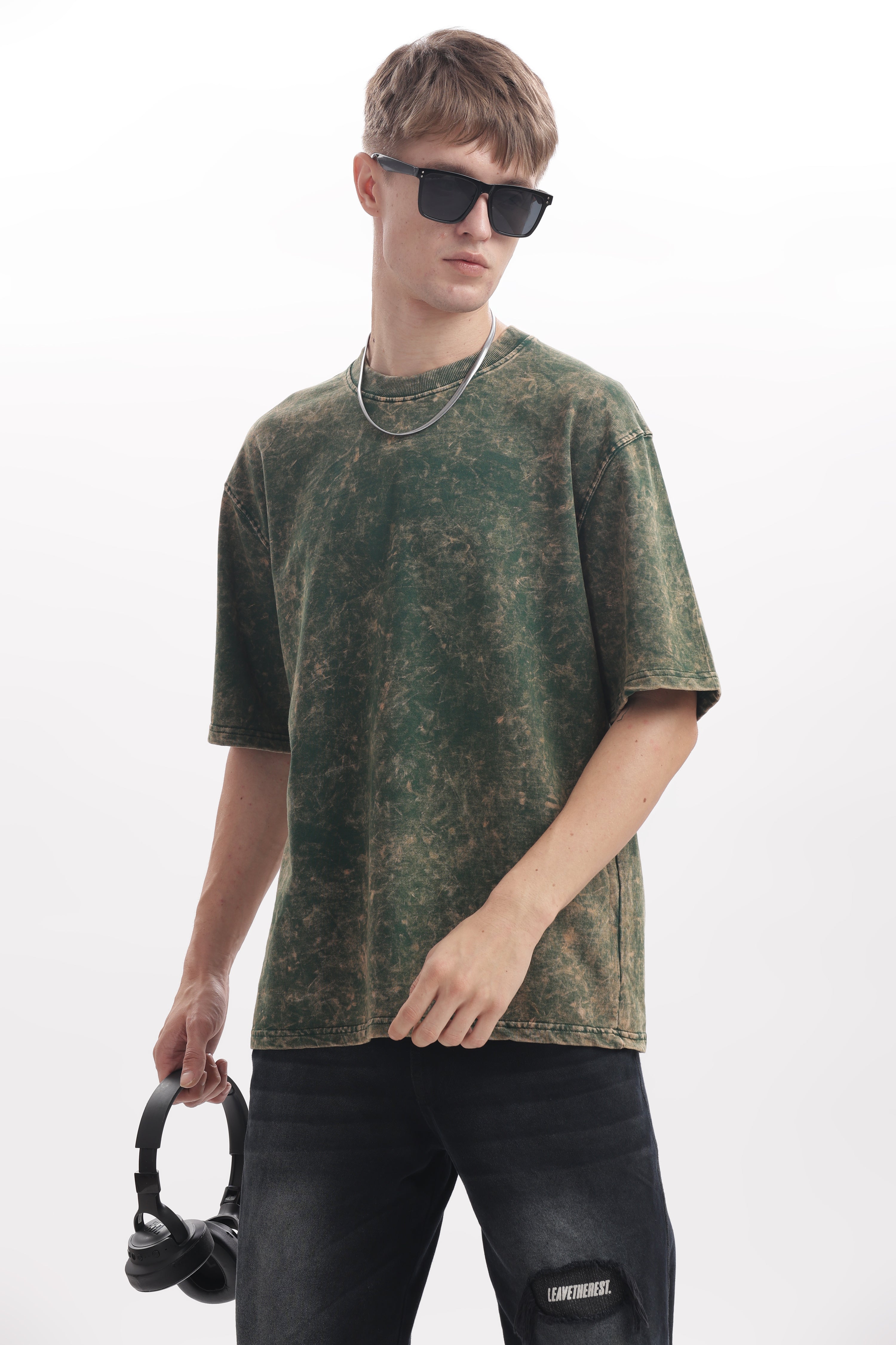 Green Acid washed oversized t-shirt