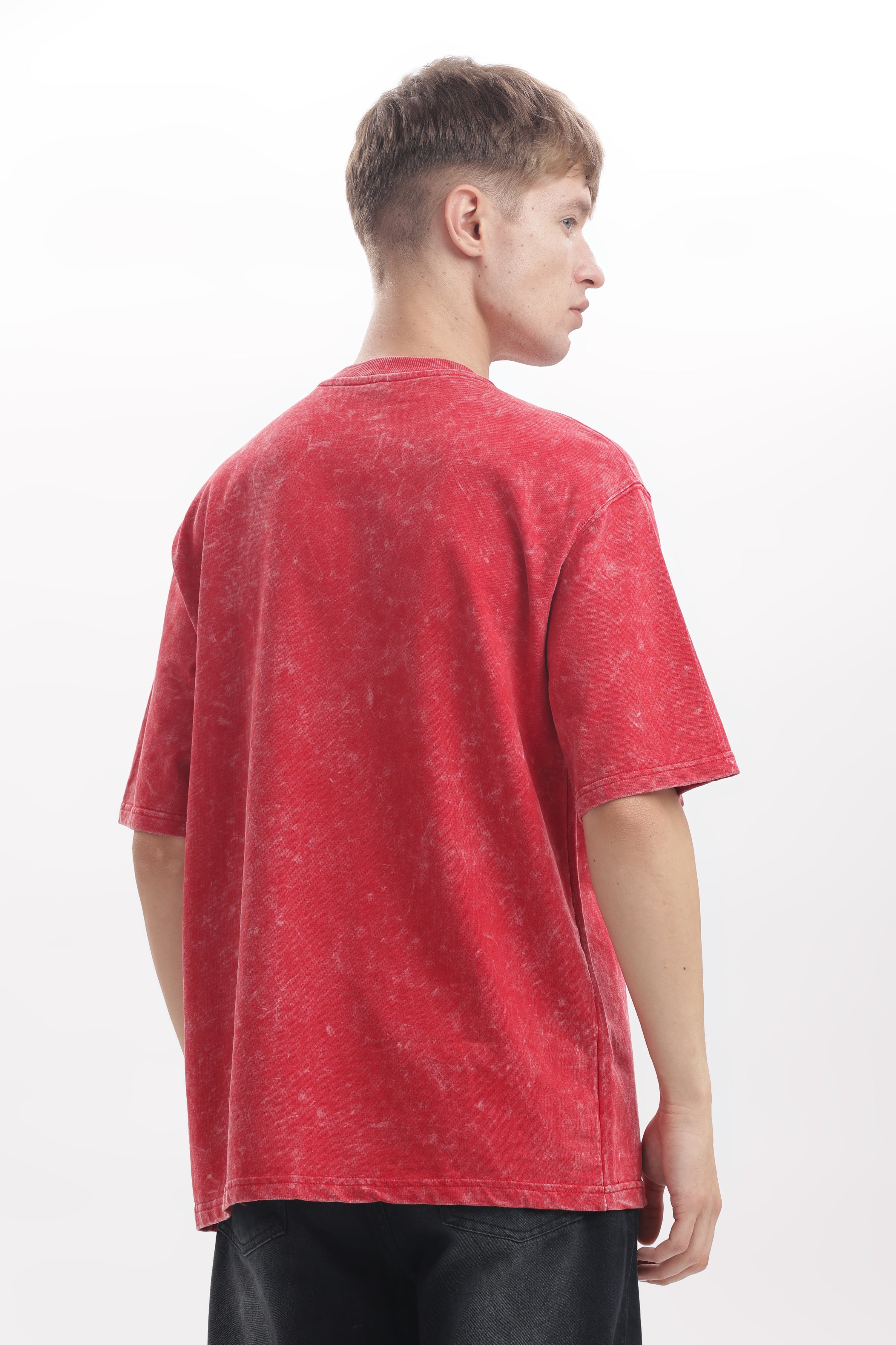 Red Acid washed oversized t-shirt