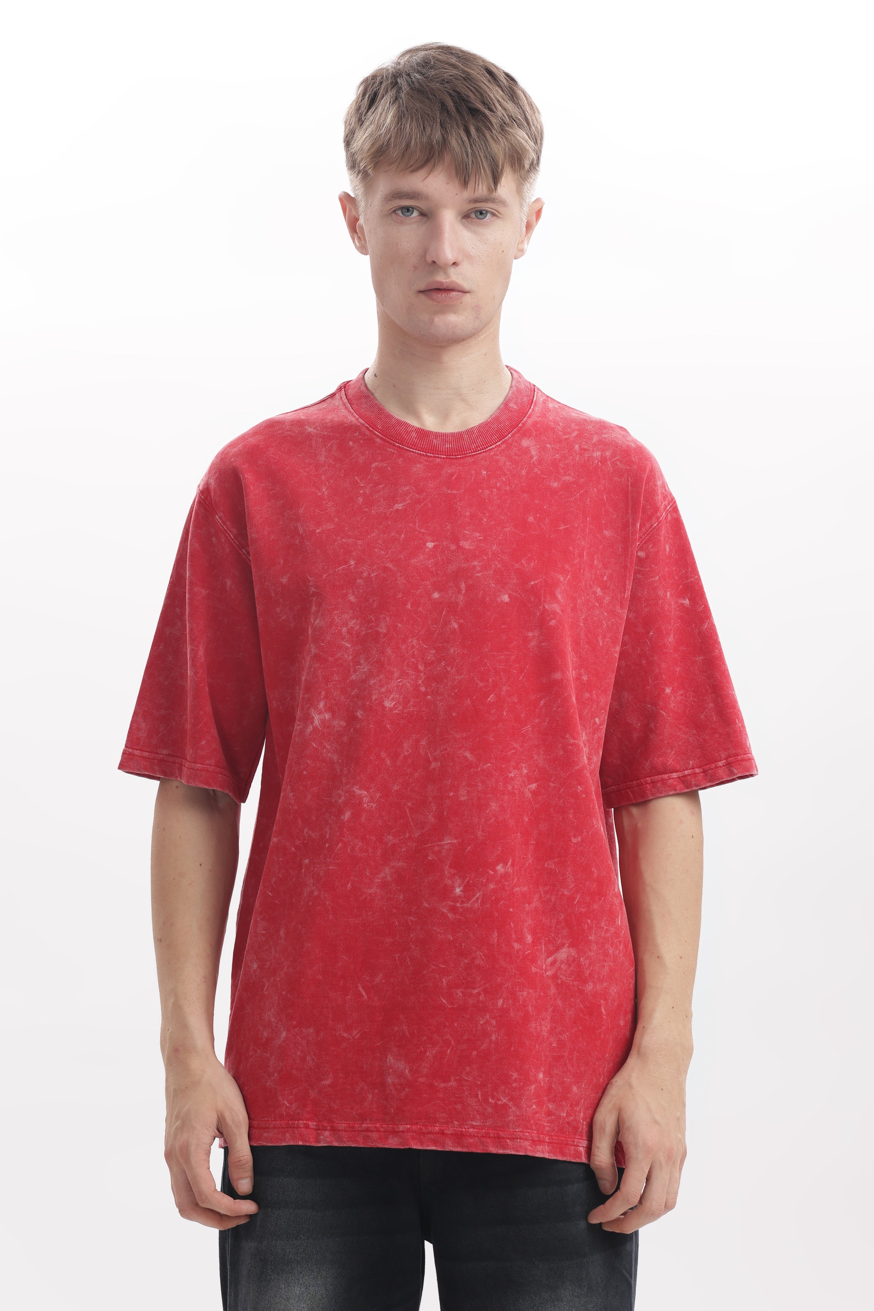 Red Acid washed oversized t-shirt