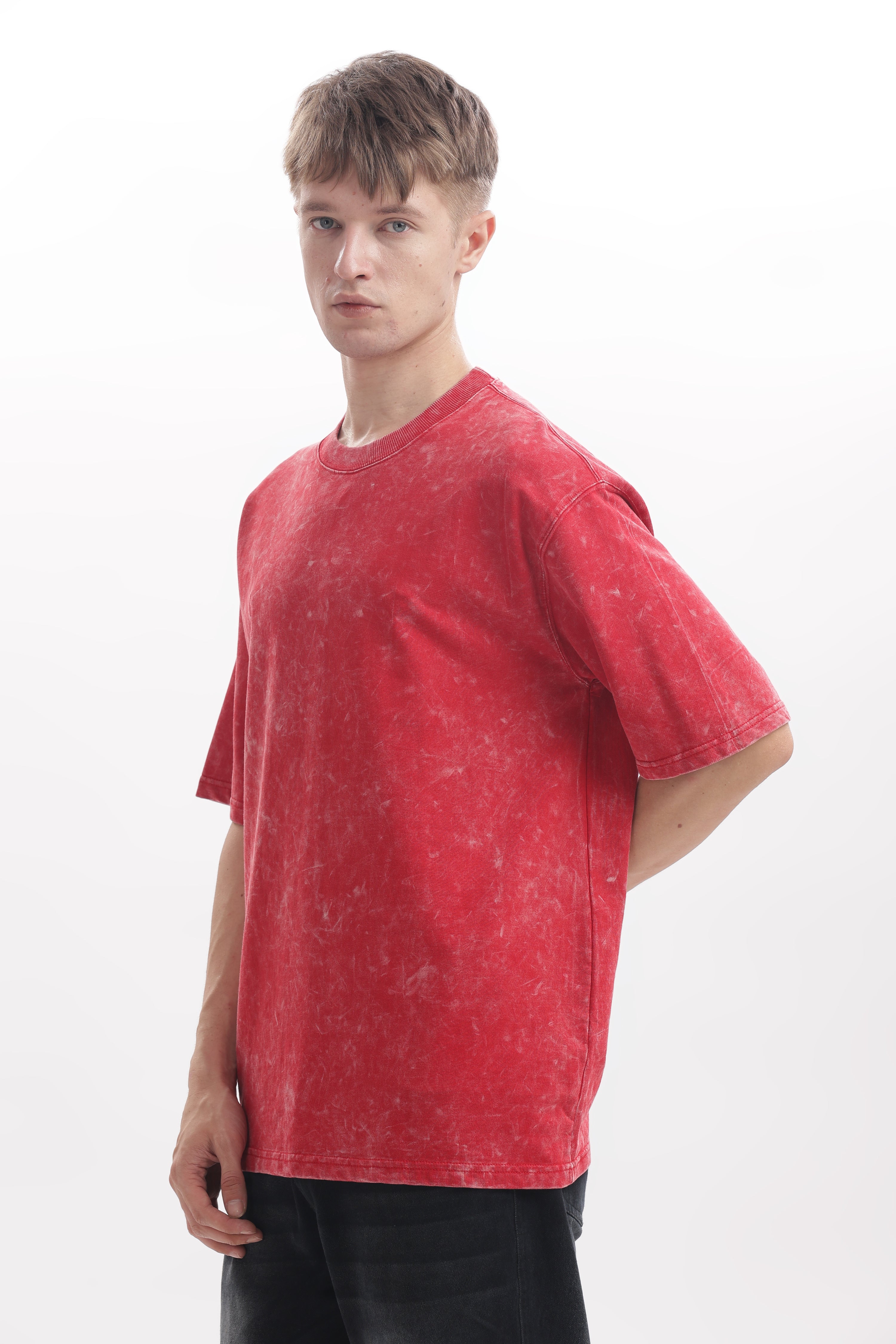 Red Acid washed oversized t-shirt