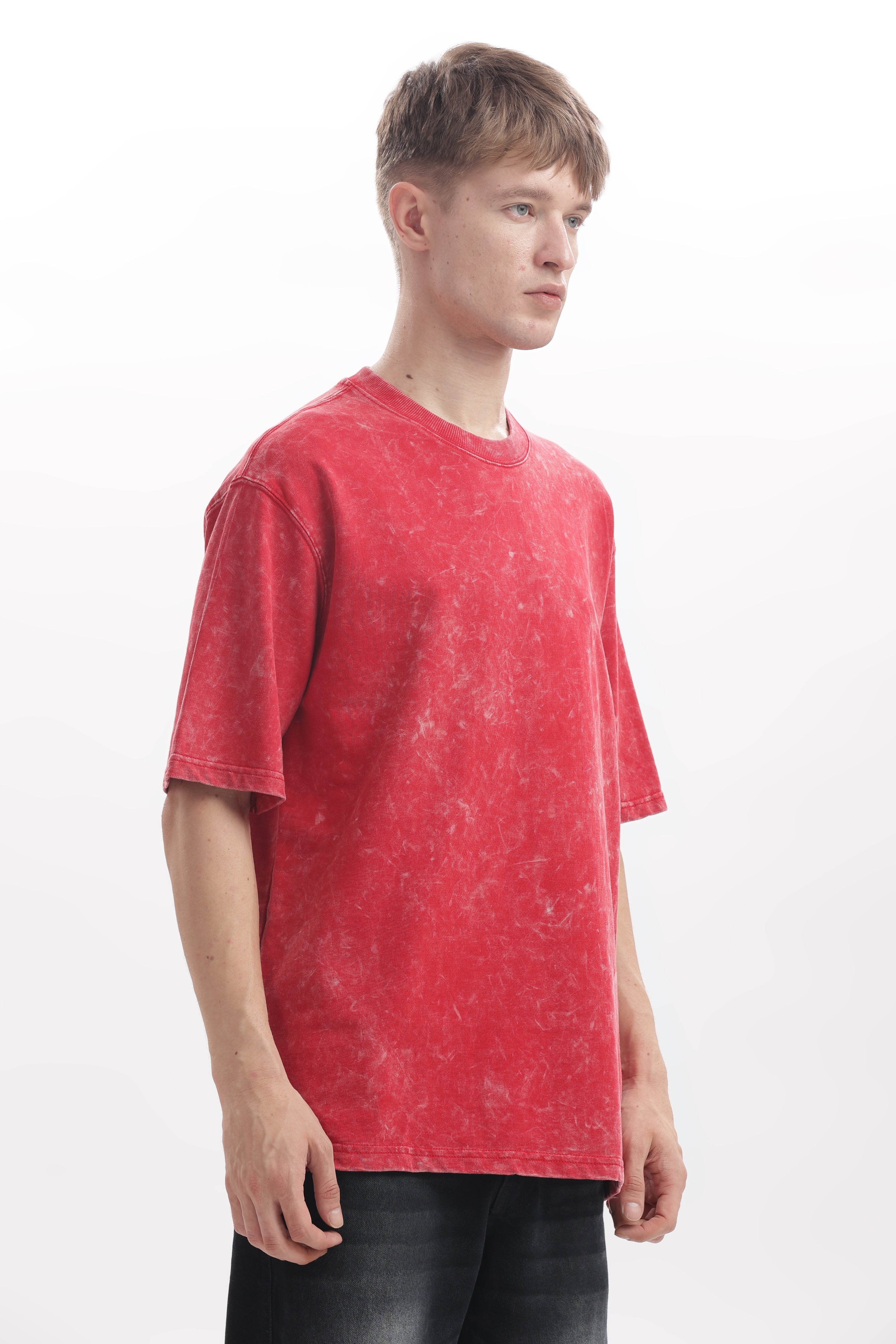 Red Acid washed oversized t-shirt