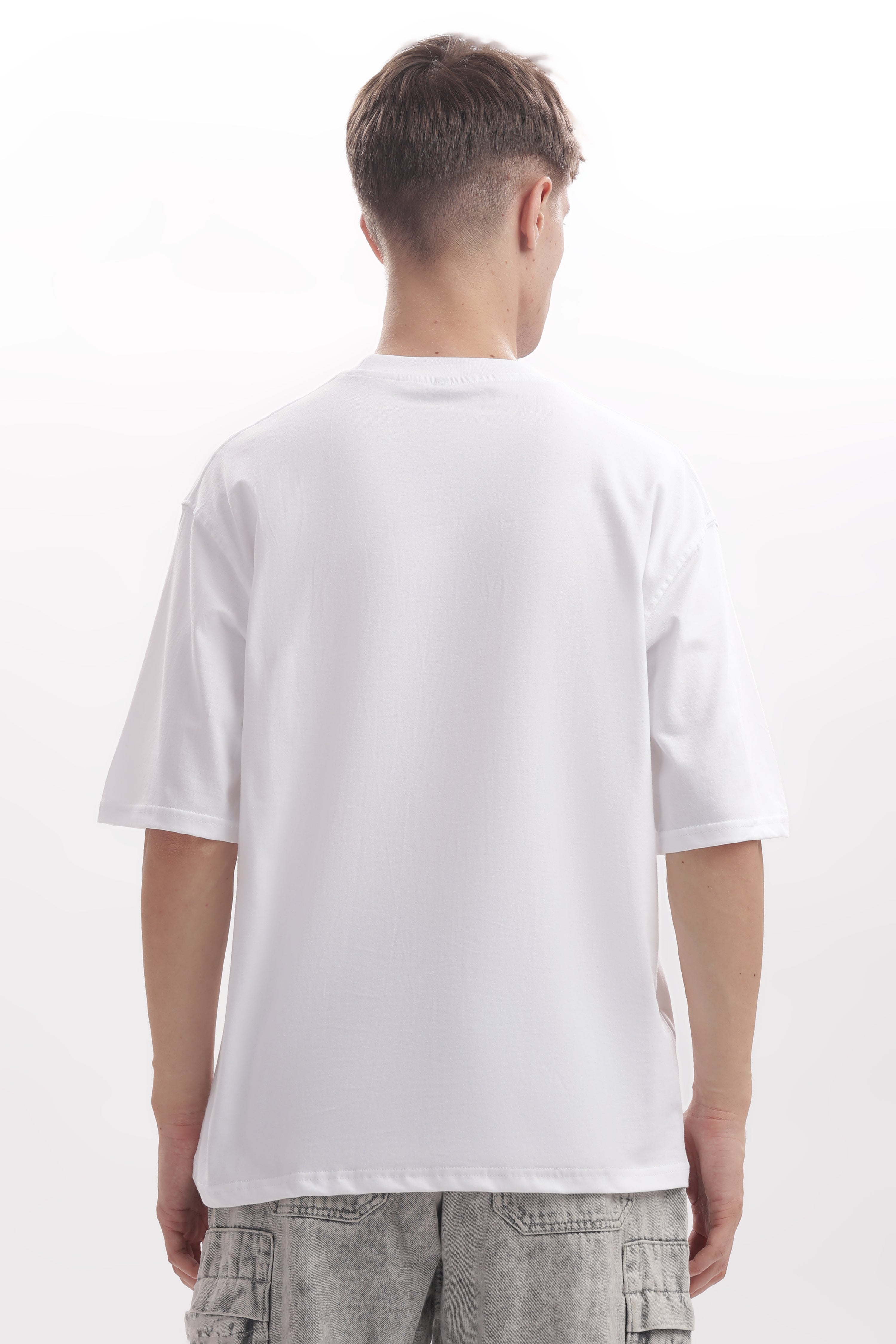 White plain 210 GSM Premium Cotton Oversized T-Shirt – Unisex Comfort Fit