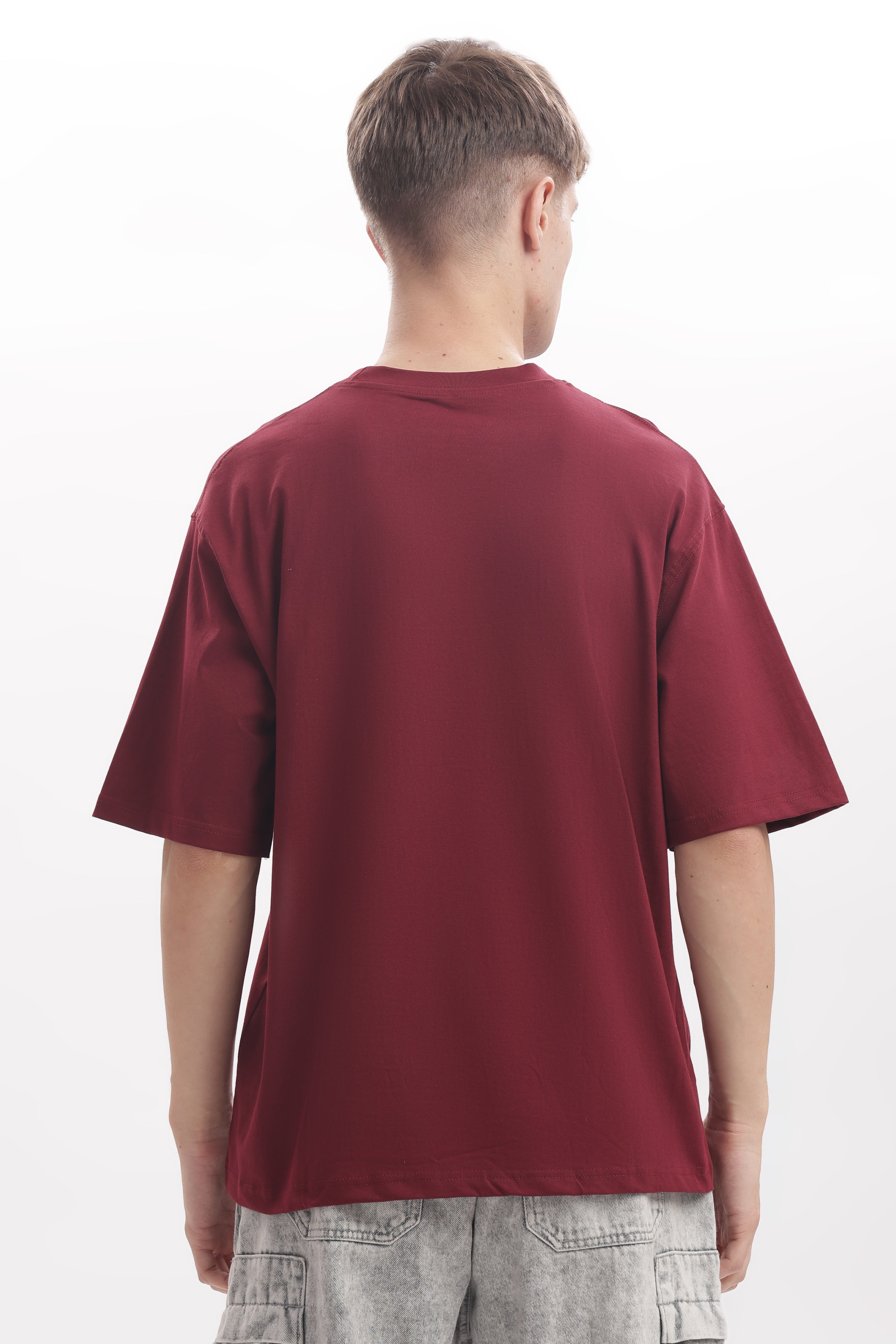 Maroon plain 210 GSM Premium Cotton Oversized T-Shirt – Unisex Comfort Fit