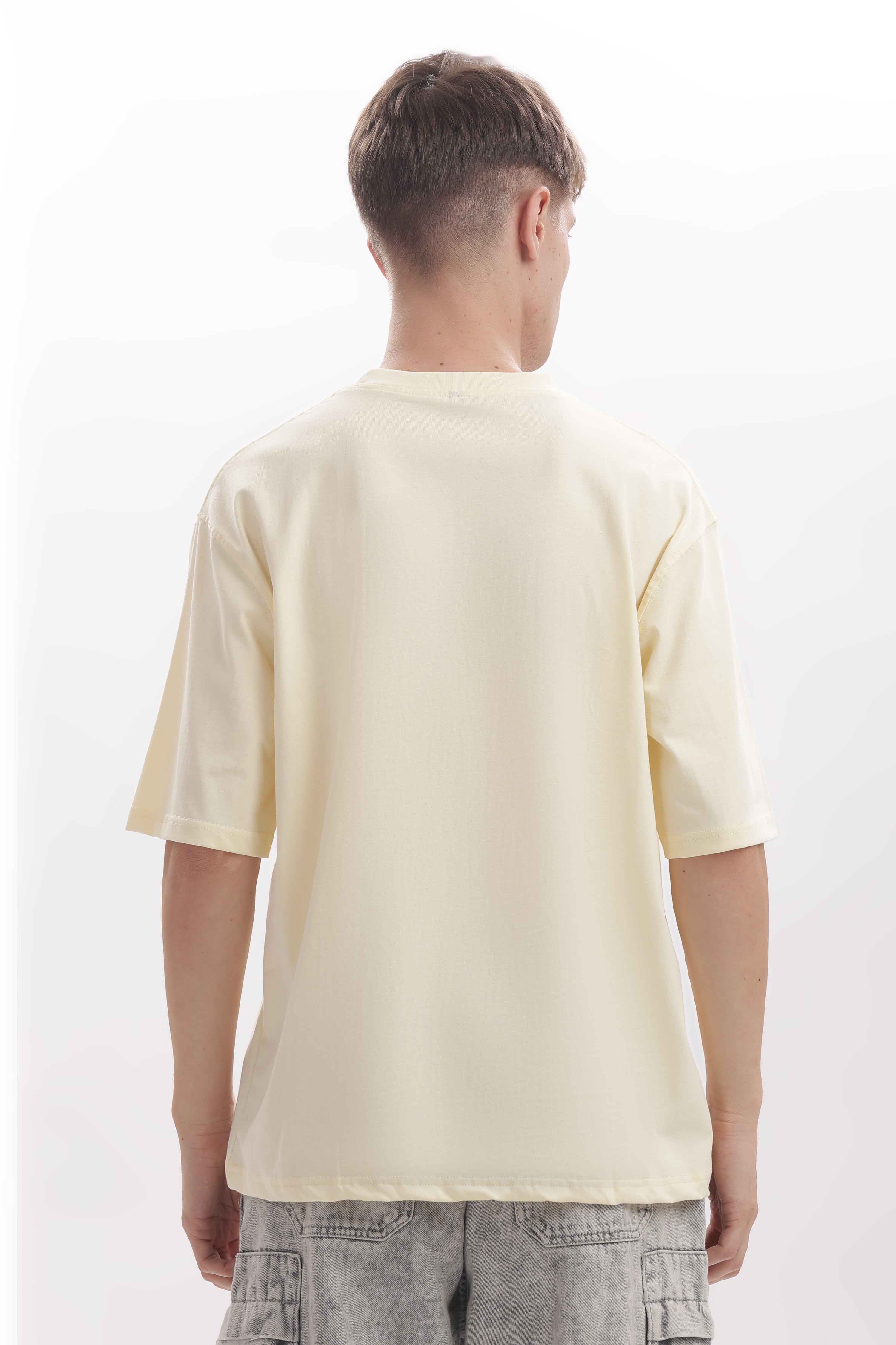 Beige 210 GSM Premium Cotton Oversized T-Shirt – Unisex Comfort Fit