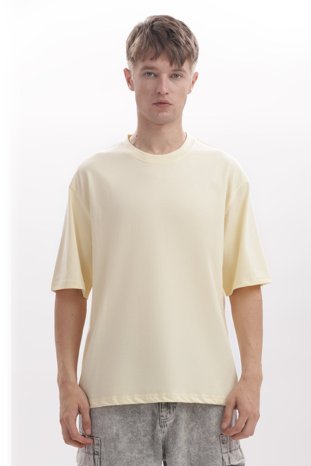 Beige 210 GSM Premium Cotton Oversized T-Shirt – Unisex Comfort Fit