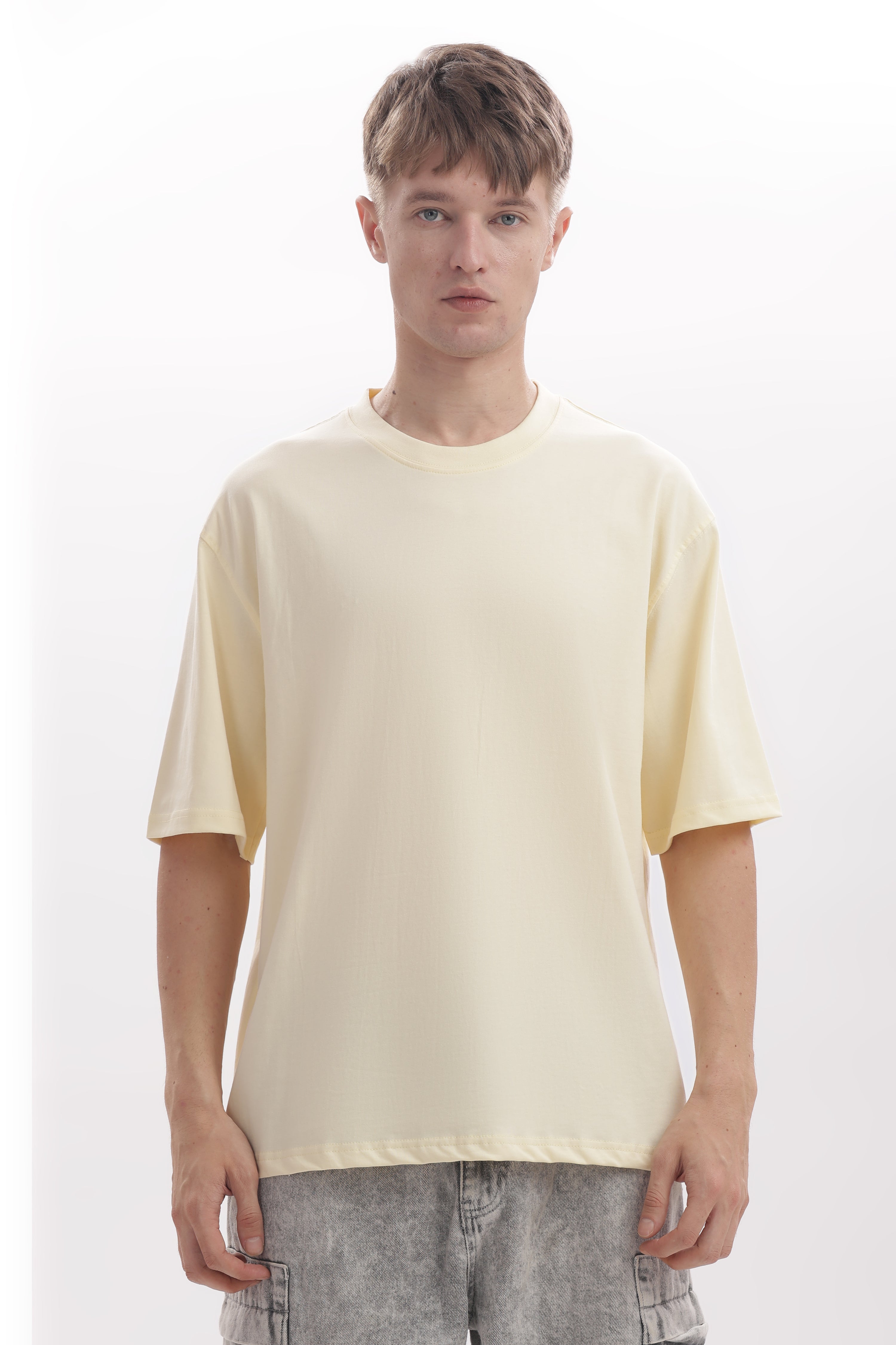 Beige 210 GSM Premium Cotton Oversized T-Shirt – Unisex Comfort Fit