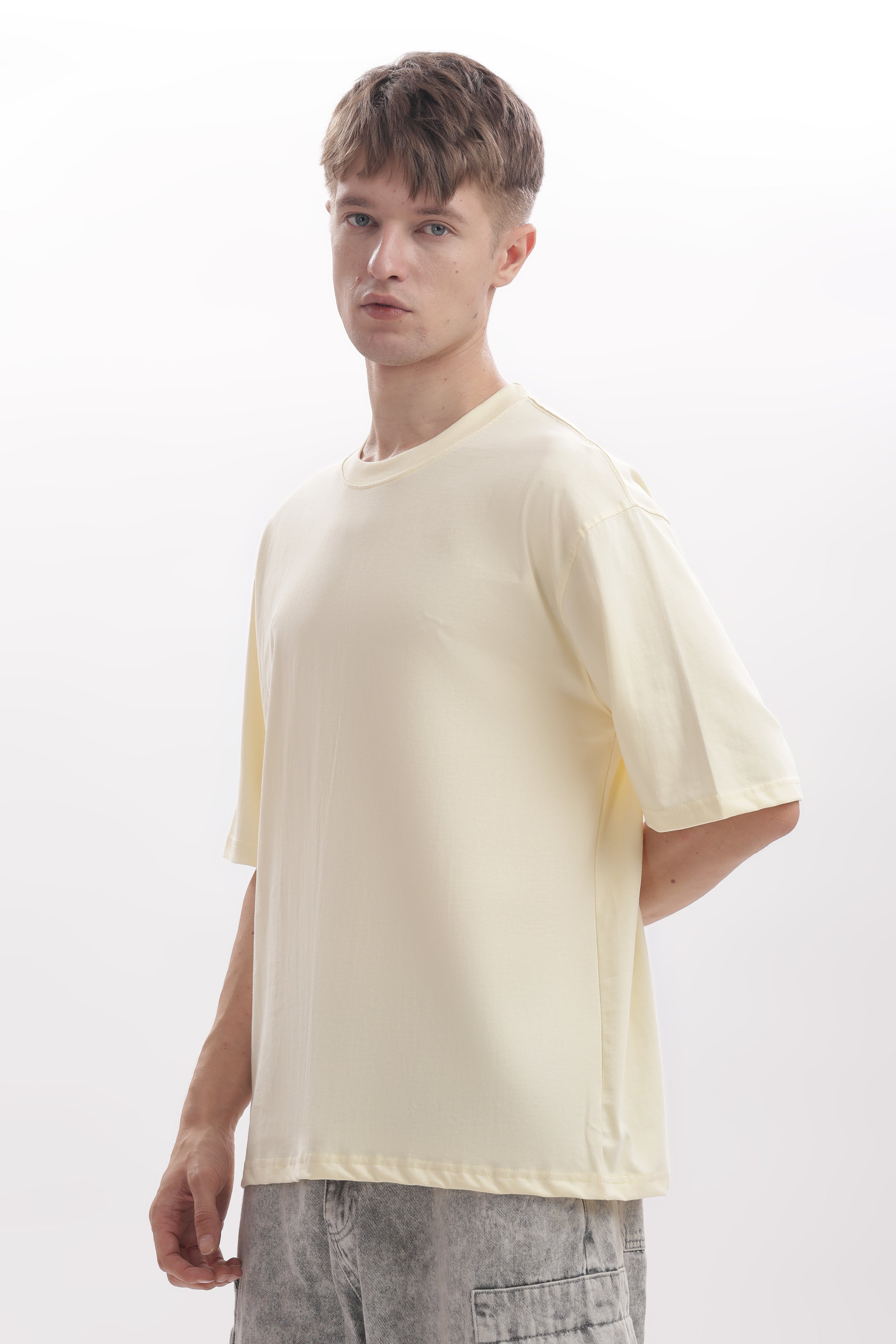 Beige 210 GSM Premium Cotton Oversized T-Shirt – Unisex Comfort Fit