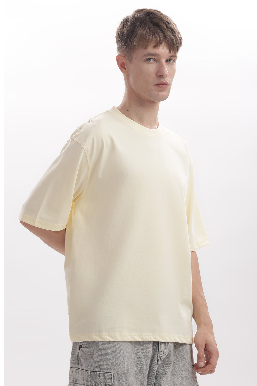 Beige 210 GSM Premium Cotton Oversized T-Shirt – Unisex Comfort Fit