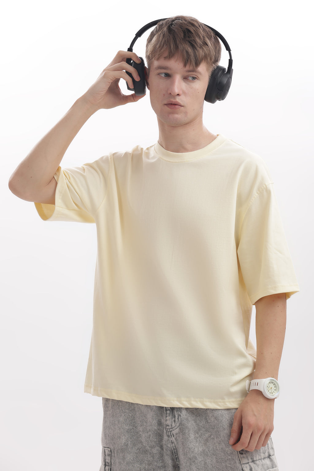 Beige 210 GSM Premium Cotton Oversized T-Shirt – Unisex Comfort Fit