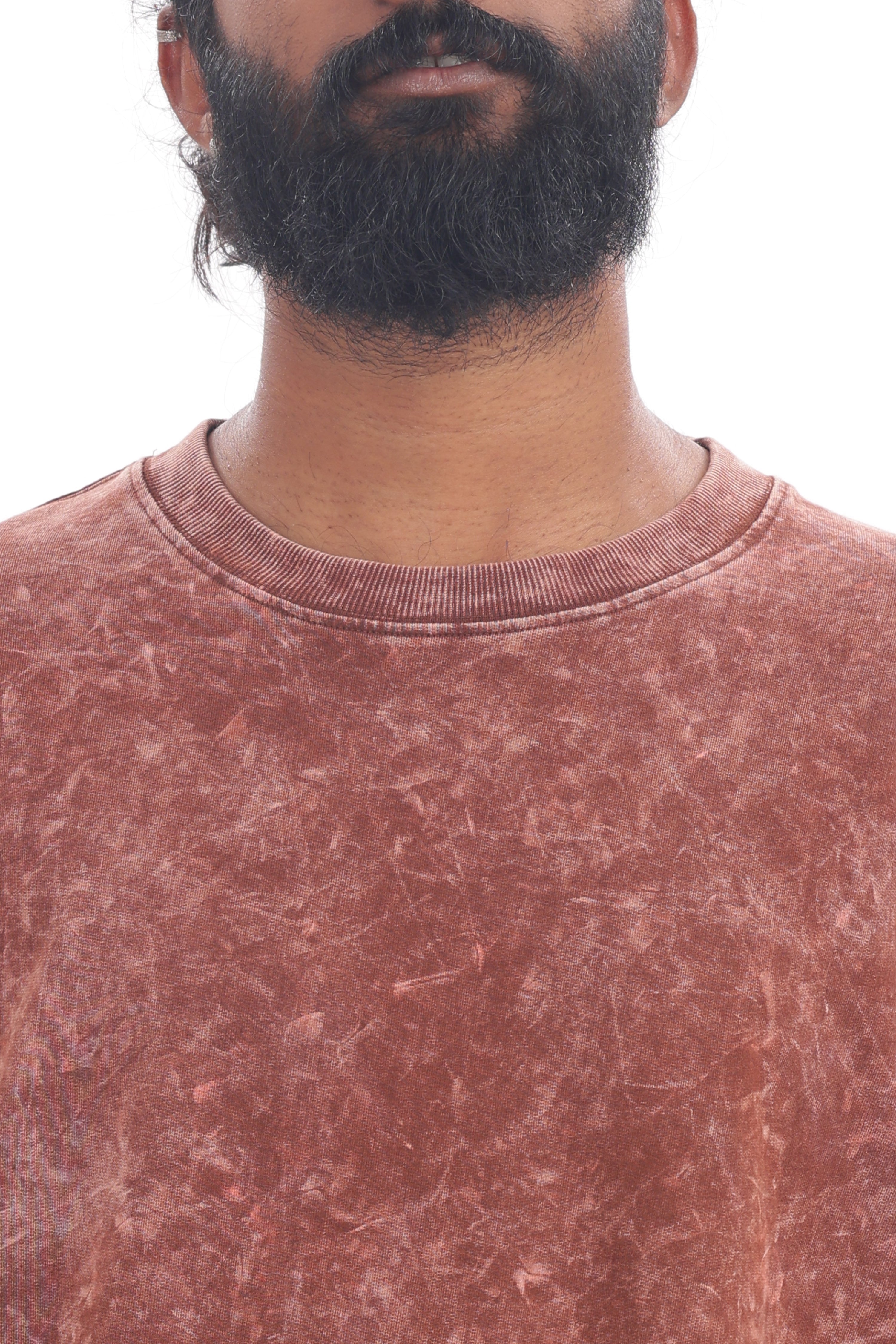 Chocolate Brown Acid Wash Oversized T-Shirt – 240 GSM French Terry