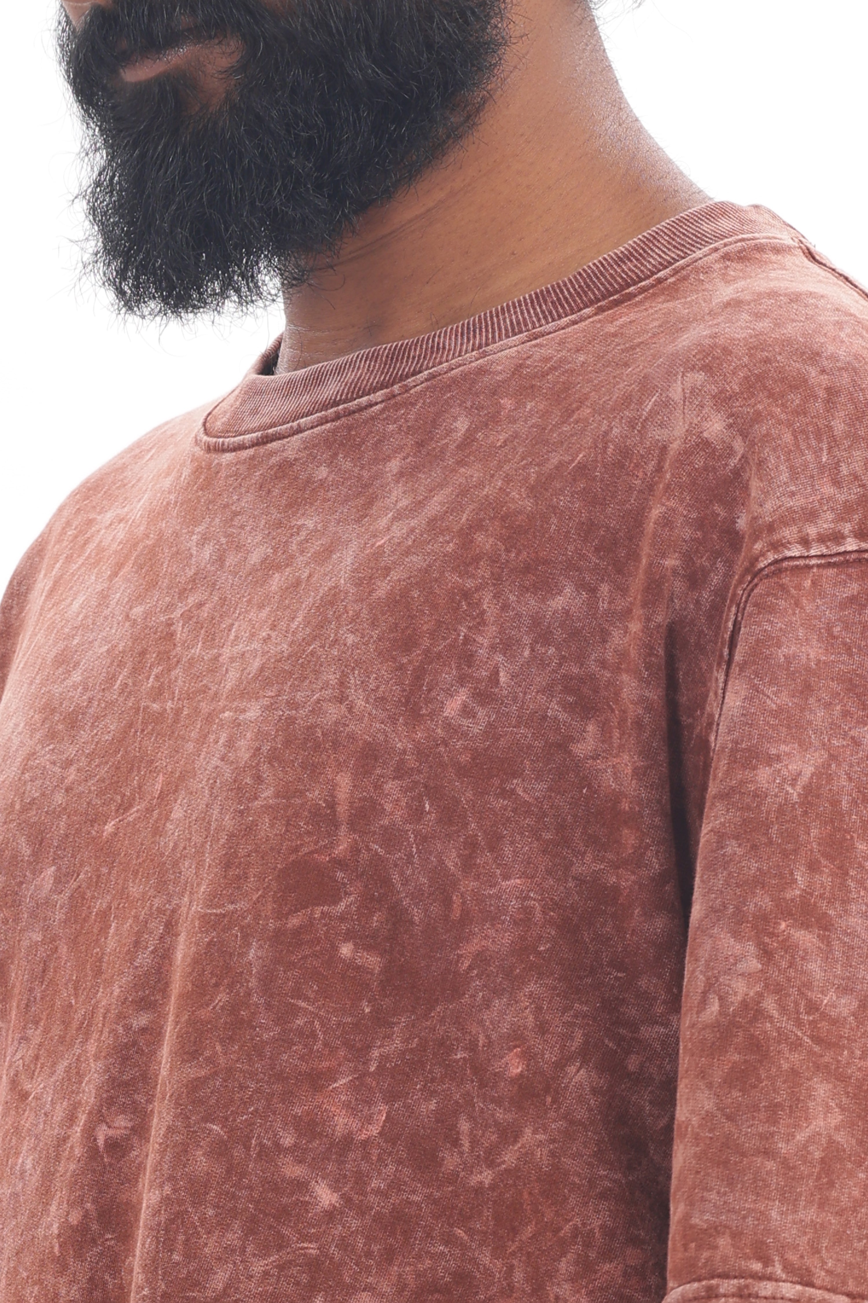 Chocolate Brown Acid Wash Oversized T-Shirt – 240 GSM French Terry