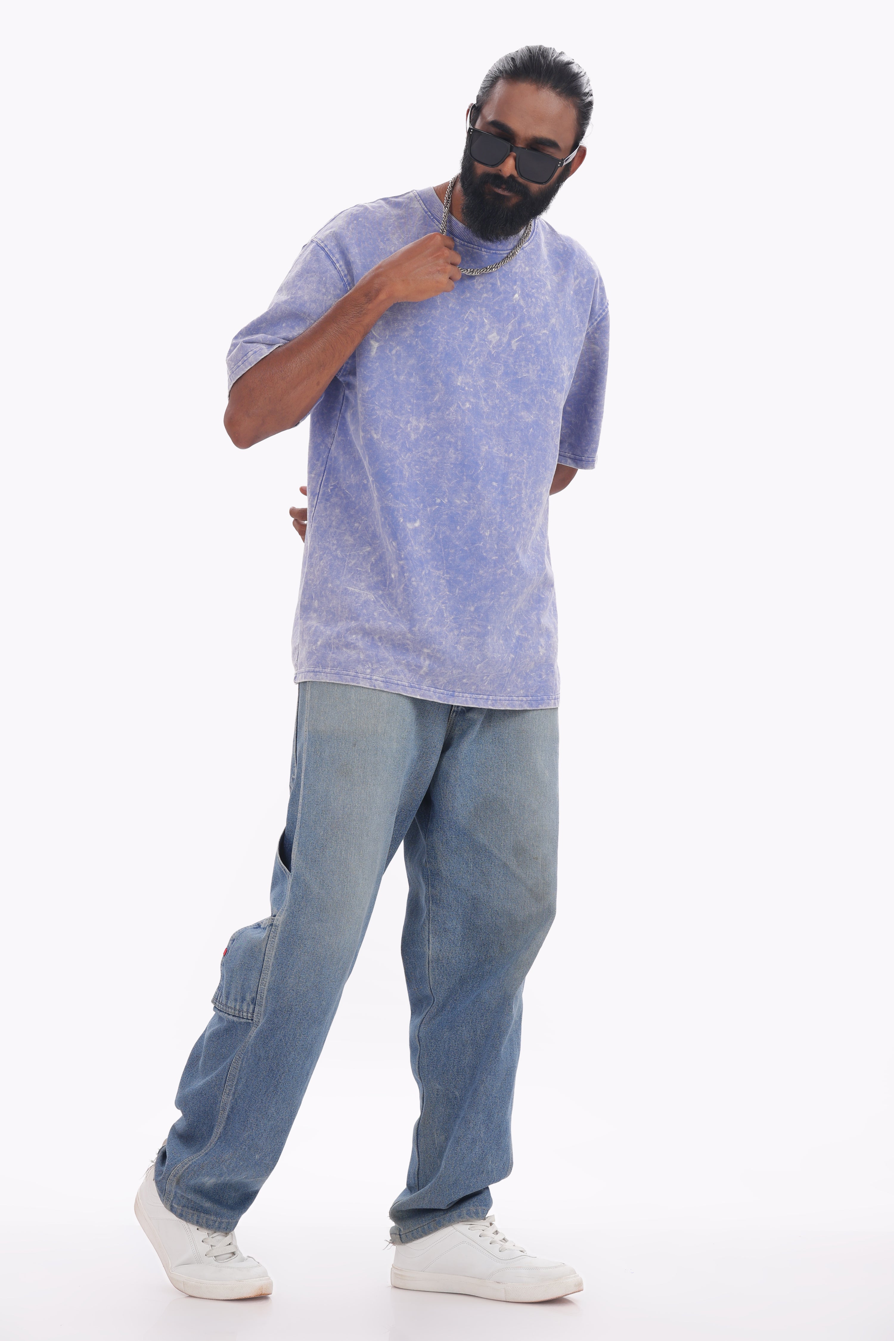240 gsm vista blue acidwash oversized tshirt